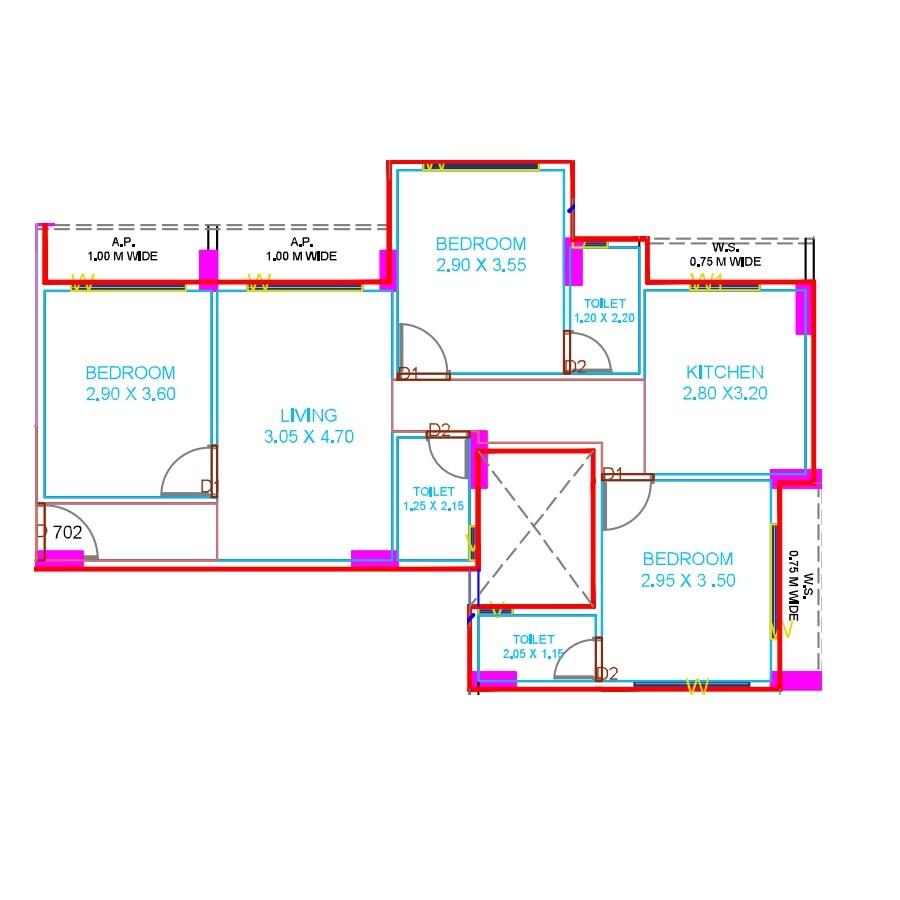 3 BHK 781 Sq. Ft. Apartment