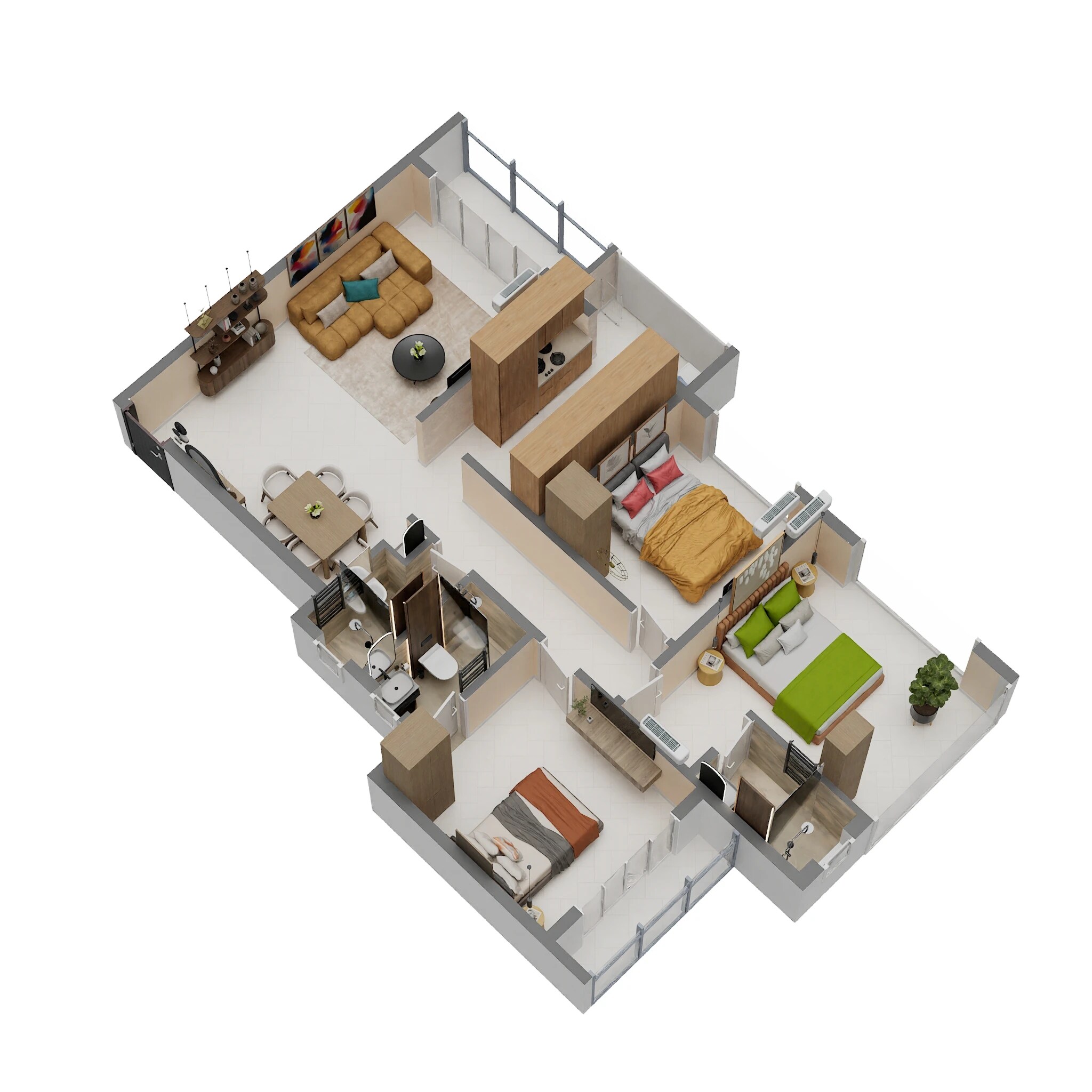 3 BHK 909 Sq. Ft. Apartment