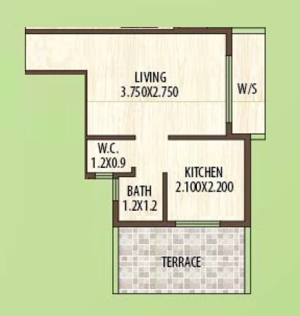 Floor plan of 140 Sq. Ft. Studio in JBD Balaji Complex, Navi Mumbai
