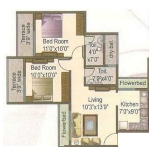 2 BHK 420 Sq. Ft. Apartment