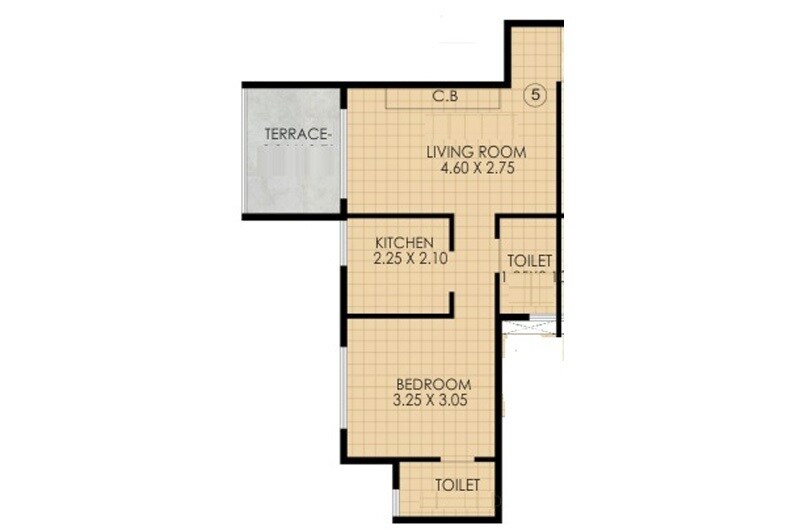 Floor plan of 1 BHK 280 Sq. Ft. Apartment in Jindal Residency, Navi Mumbai
