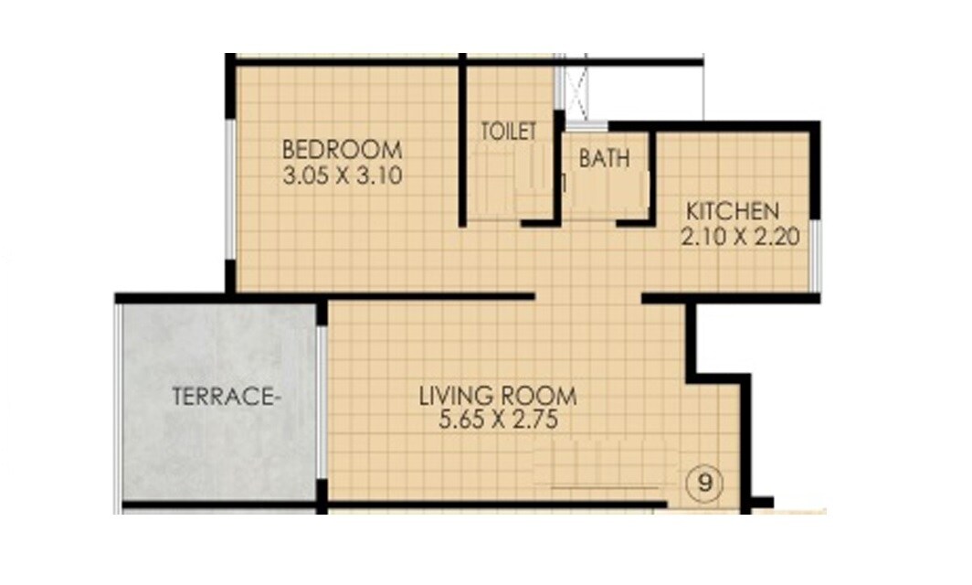 Floor plan of 1 BHK 309 Sq. Ft. Apartment in Jindal Residency, Navi Mumbai