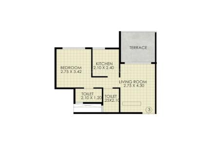 Floor plan of 1 BHK 266 Sq. Ft. Apartment in Jindal Residency, Navi Mumbai