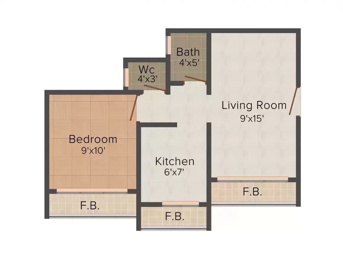1 BHK 445 Sq. Ft. Apartment