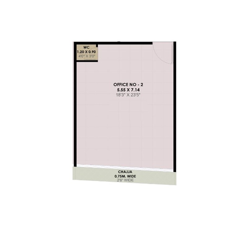 Floor plan of 429 Sq. Ft. Office Space in JPrime Venkatesha Harmony, Navi Mumbai