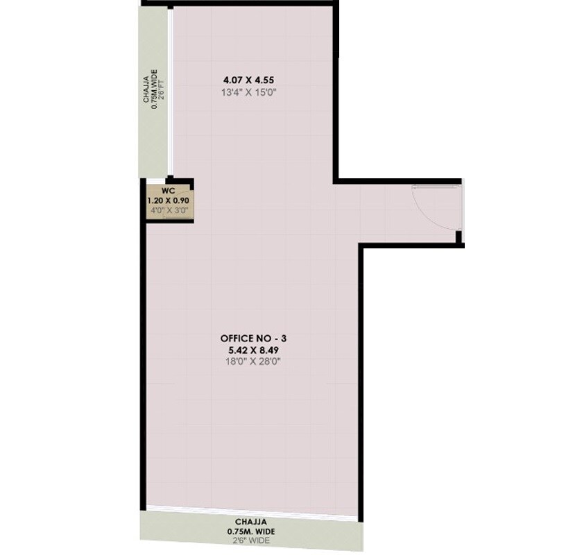 Floor plan of 735 Sq. Ft. Office Space in JPrime Venkatesha Harmony, Navi Mumbai
