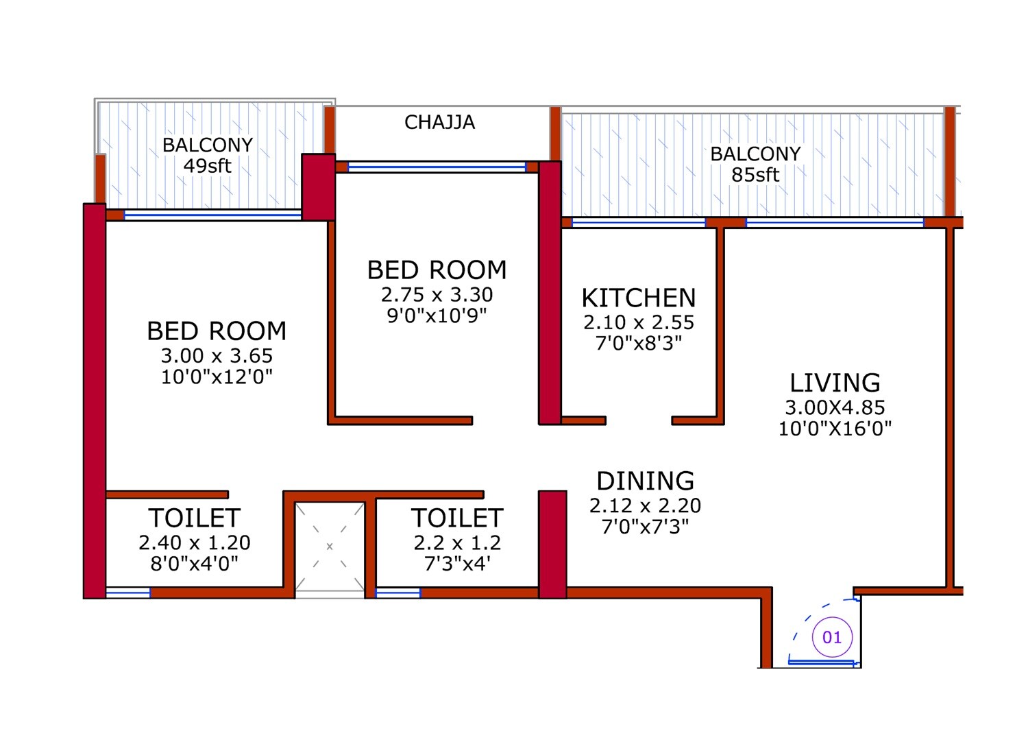 2 BHK 687 Sq. Ft. Apartment