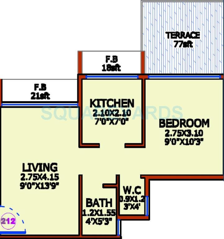 1 BHK 725 Sq. Ft. Apartment