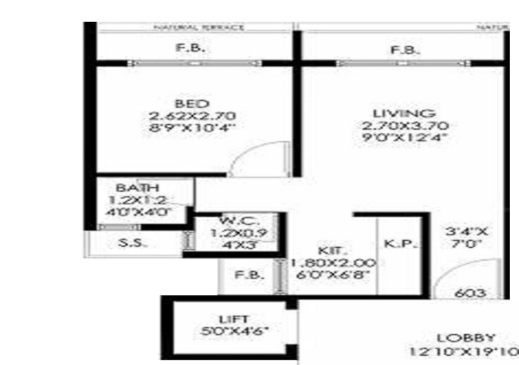 Floor plan of 1 BHK 334 Sq. Ft. Apartment in Jupiter Galaxy, Navi Mumbai