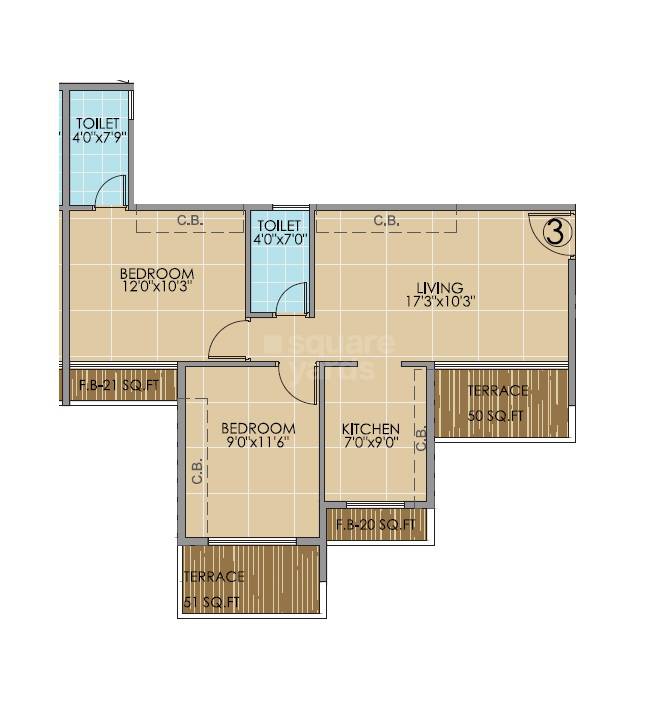 Floor plan of 1 BHK 314 Sq. Ft. Apartment in Kalpana Nestor, Navi Mumbai