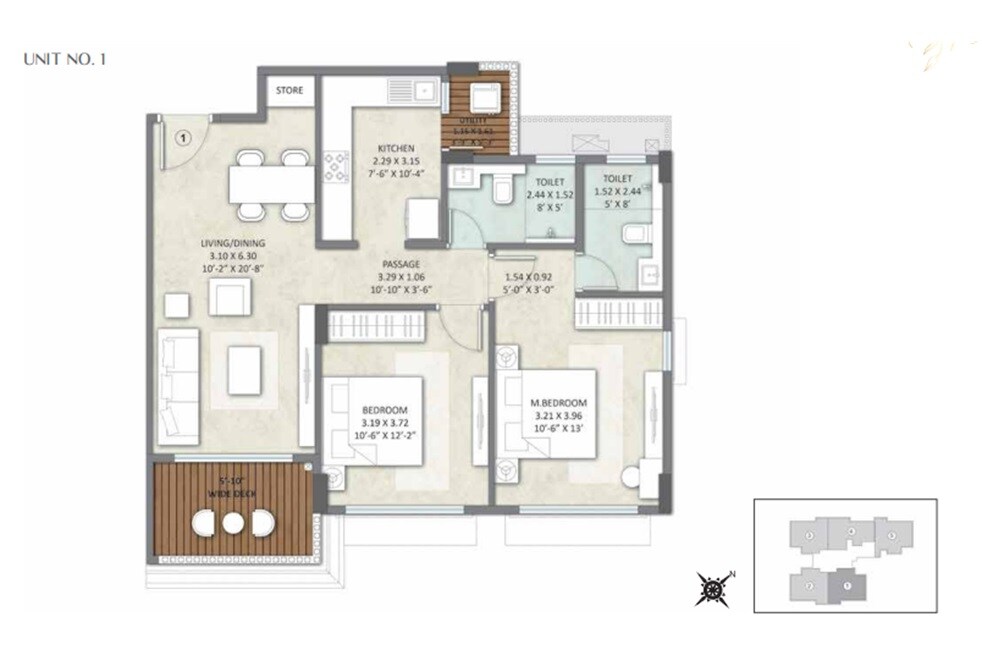 2 BHK 800 Sq. Ft. Apartment