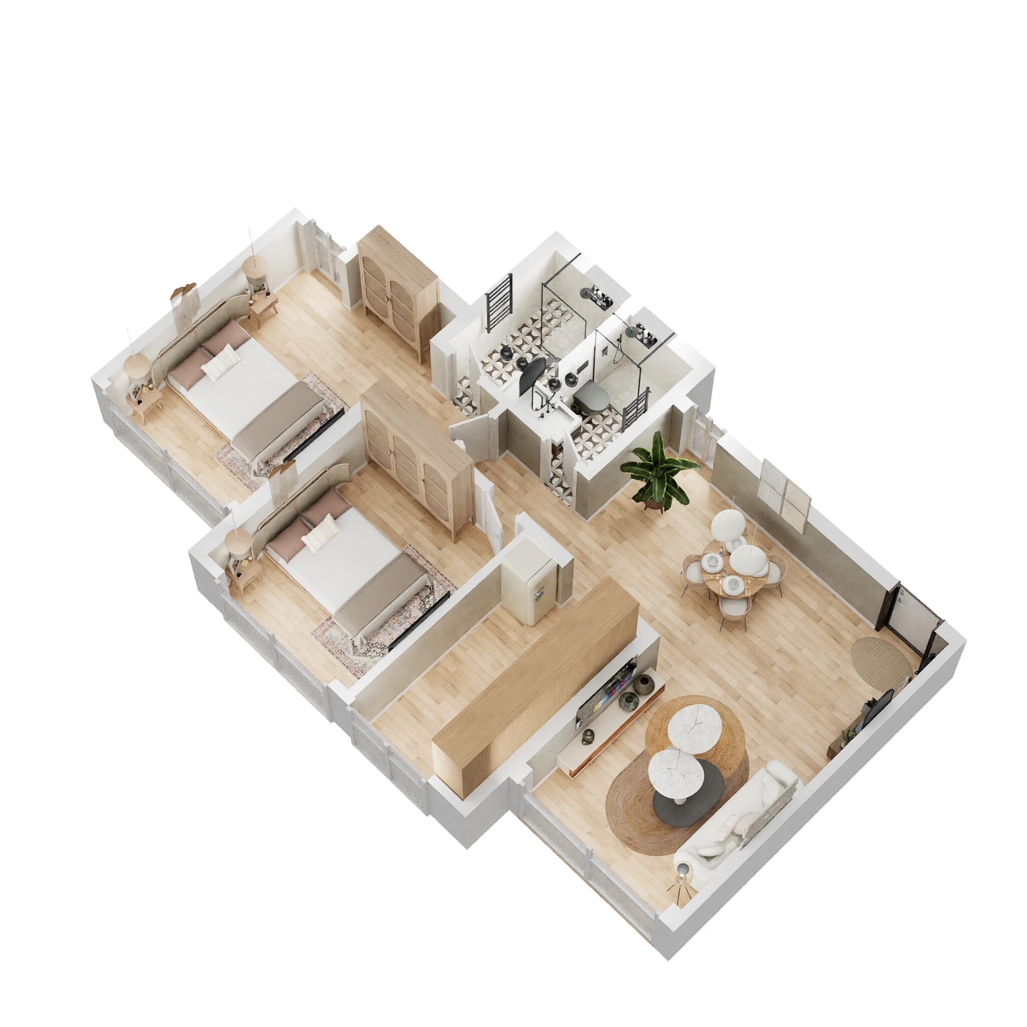 Floor plan of 2 BHK 1082 Sq. Ft. Apartment in Kalpataru Riverside, Navi Mumbai