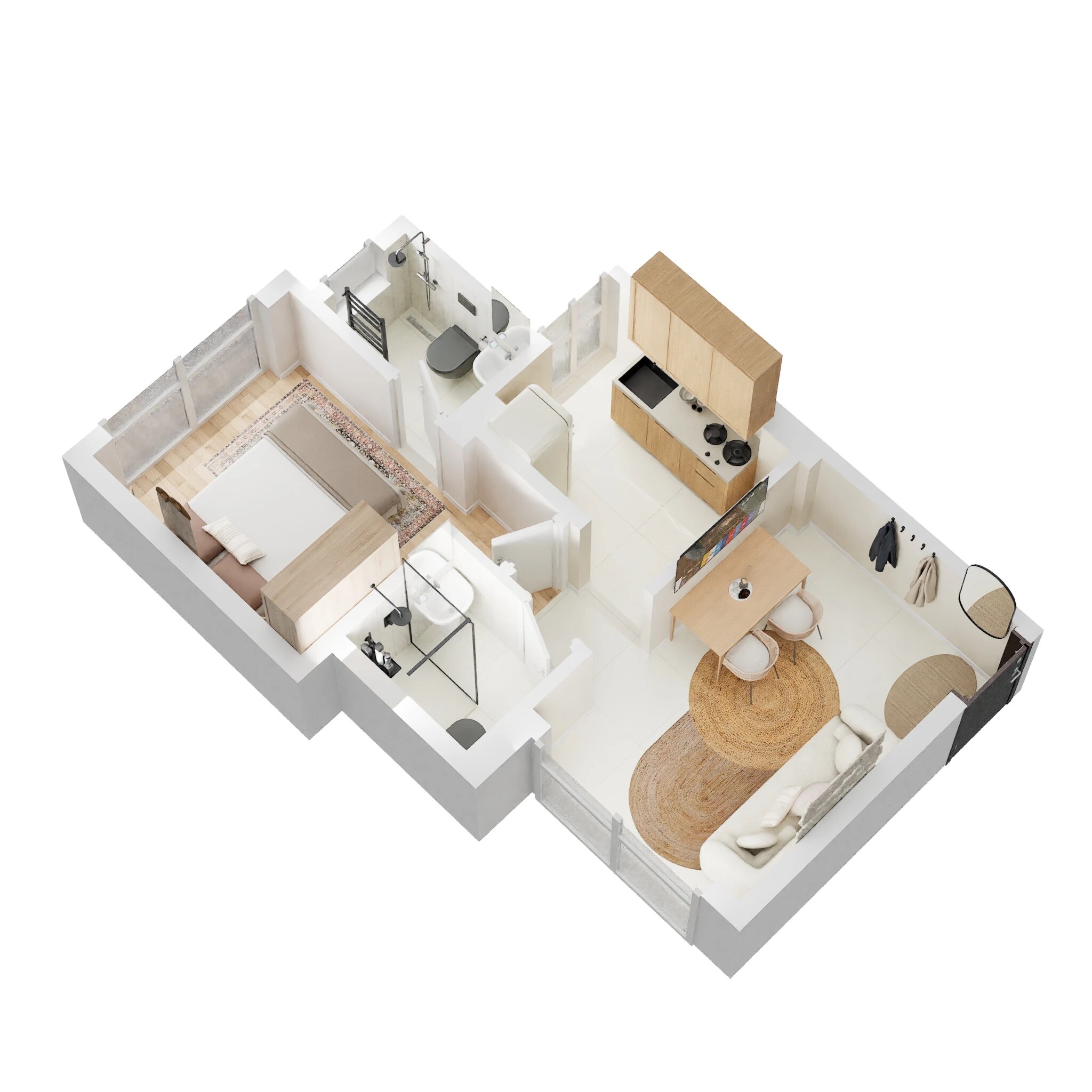 Floor plan of 1 BHK 343 Sq. Ft. Apartment in Kalpsutra Avighna, Navi Mumbai