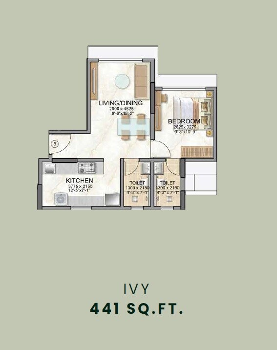 1 BHK 441 Sq. Ft. Apartment