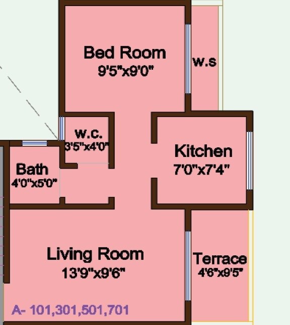 Floor plan of 1 BHK 304 Sq. Ft. Apartment in Kartikya Paradise, Navi Mumbai