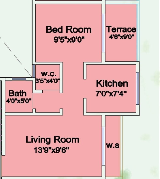 Floor plan of 1 BHK 306 Sq. Ft. Apartment in Kartikya Paradise, Navi Mumbai