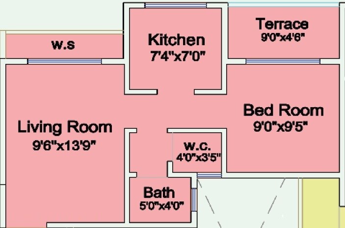 Floor plan of 1 BHK 406 Sq. Ft. Apartment in Kartikya Paradise, Navi Mumbai