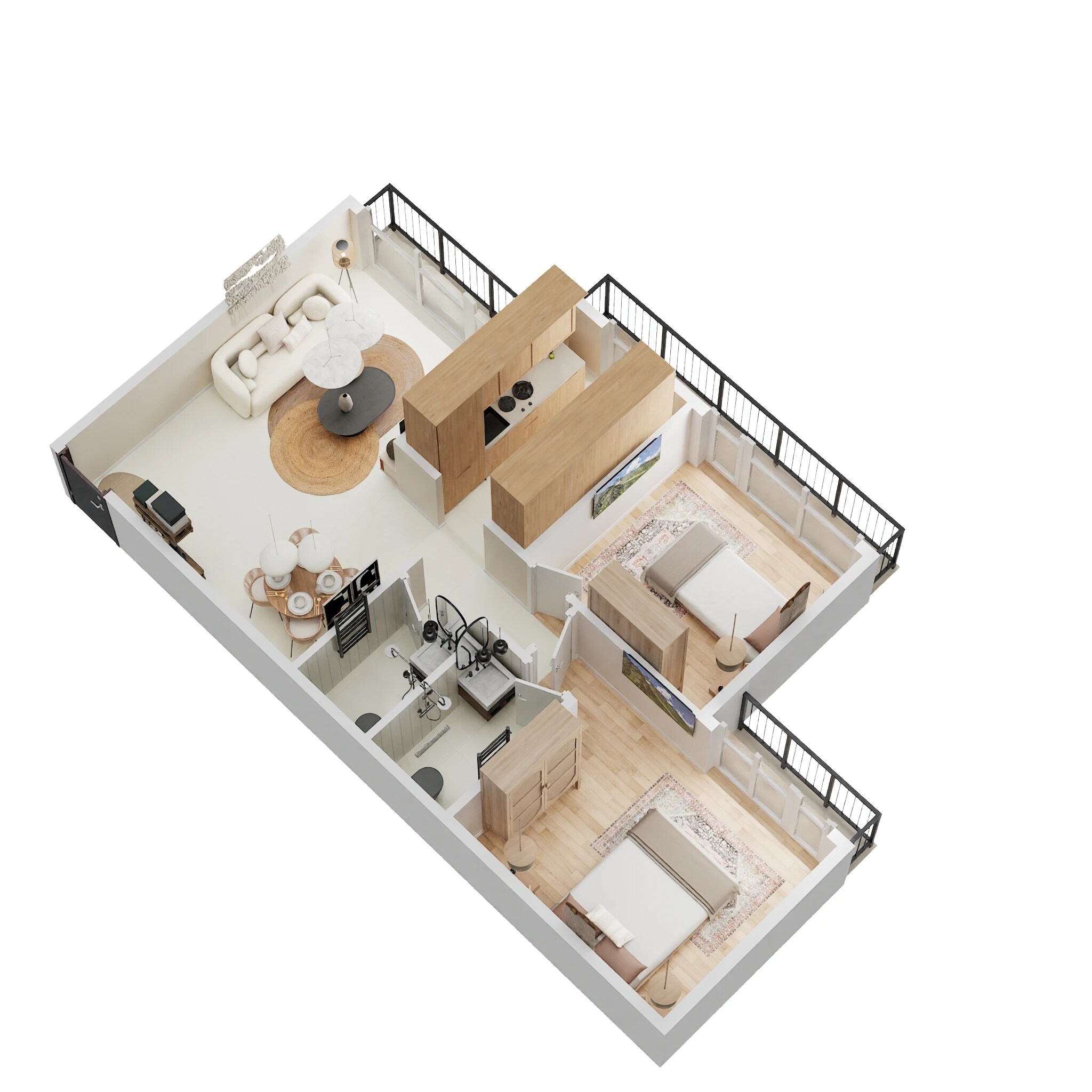 Floor plan of 2 BHK 635 Sq. Ft. Apartment in Kasturi Regius, Navi Mumbai