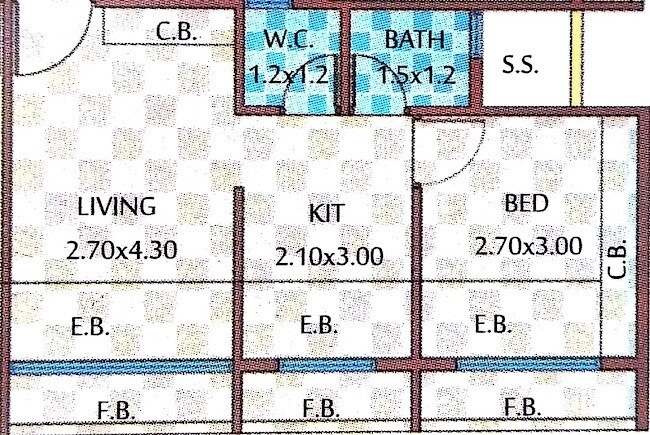 Floor plan of 1 BHK 200 Sq. Ft. Apartment in Keshar Kunj, Navi Mumbai