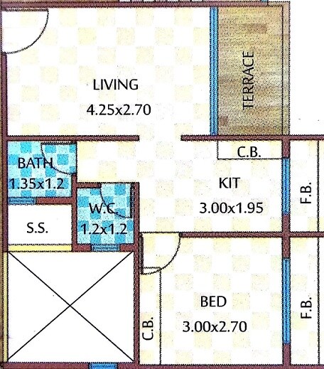 Floor plan of 1 BHK 312 Sq. Ft. Apartment in Keshar Kunj, Navi Mumbai