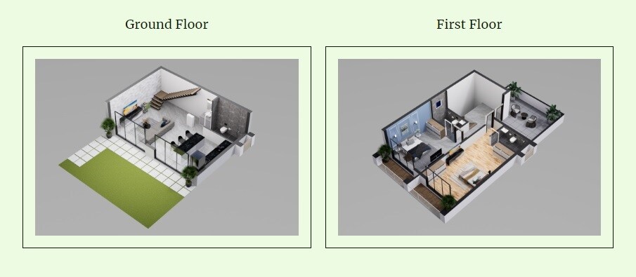 Floor plan of 2 BHK 1148 Sq. Ft. Villa in Kirtiraj Jambrung Valley, Navi Mumbai