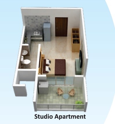 Floor plan of 224 Sq. Ft. Studio in KN Sky Villas, Navi Mumbai