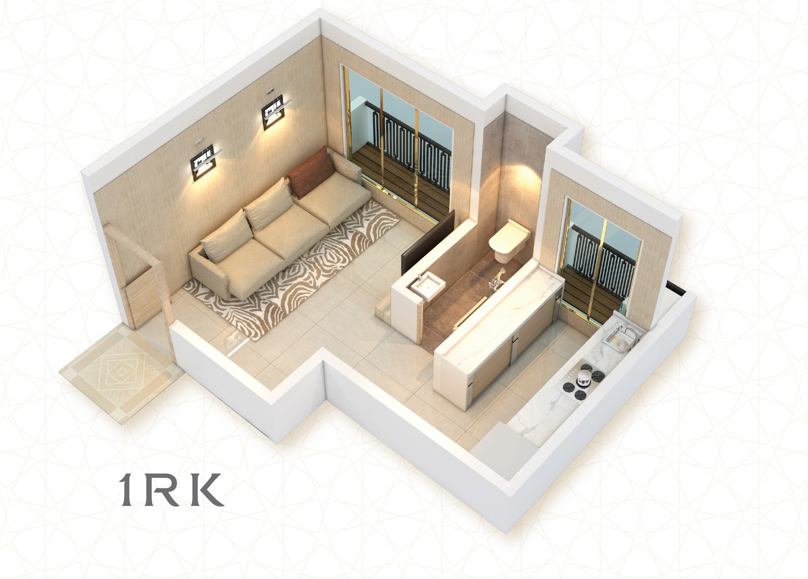 Floor plan of 249 Sq. Ft. Studio in Kohinoor The Crystal, Navi Mumbai