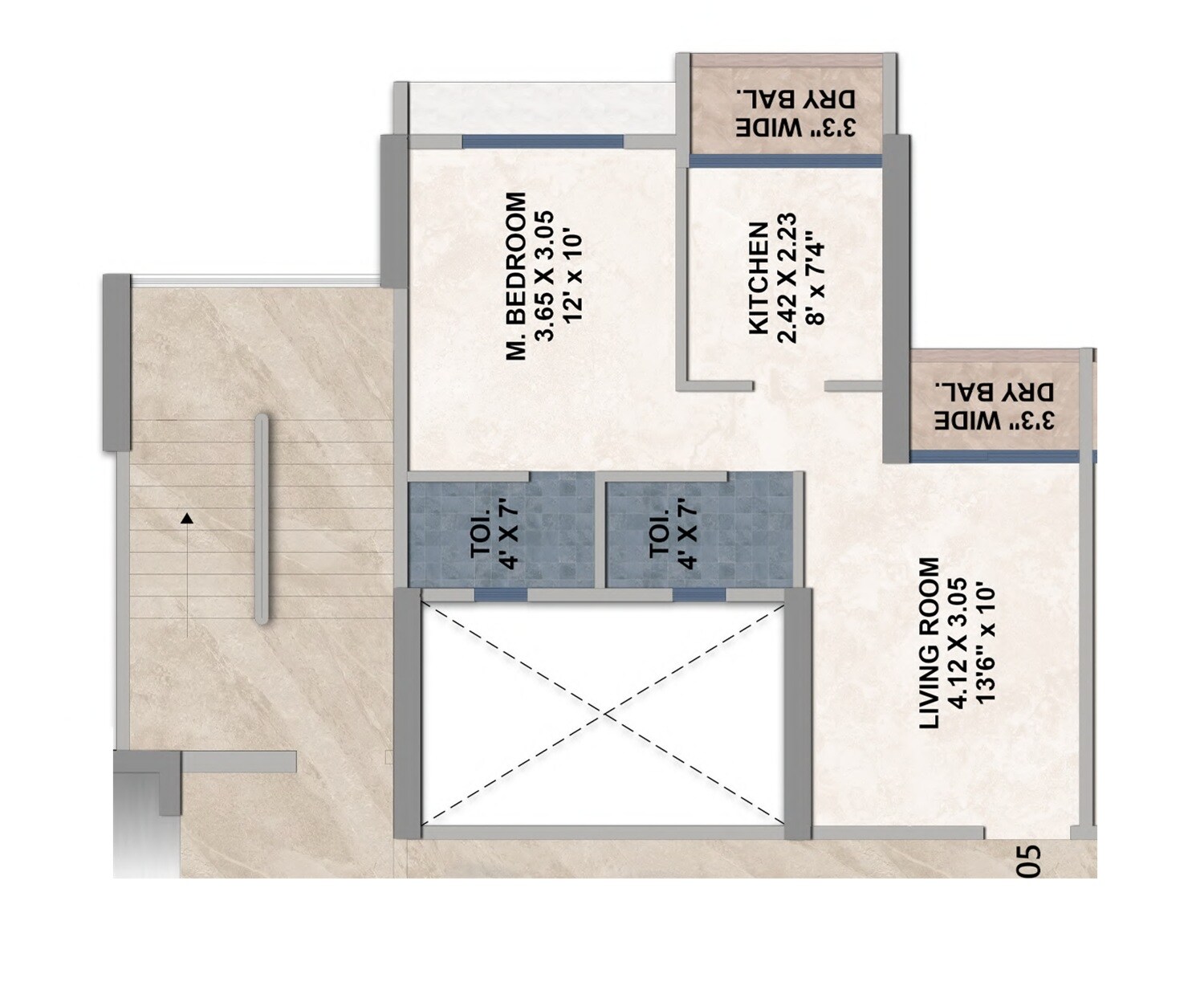 1 BHK 446 Sq. Ft. Apartment