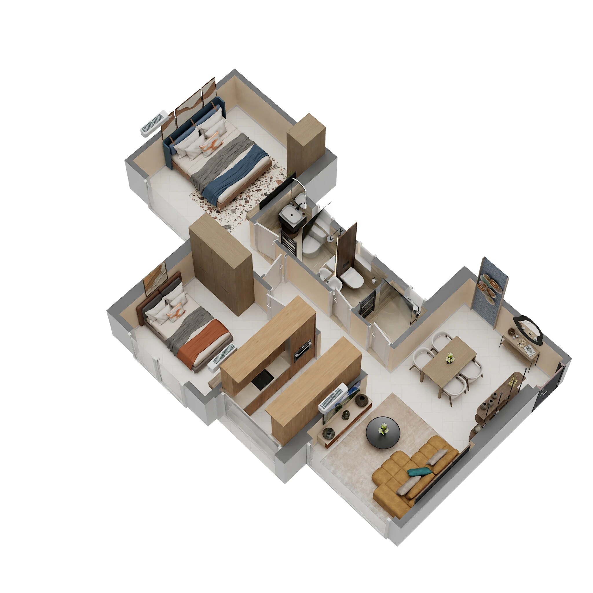 Floor plan of 2 BHK 576 Sq. Ft. Apartment in Konnark Astra, Navi Mumbai