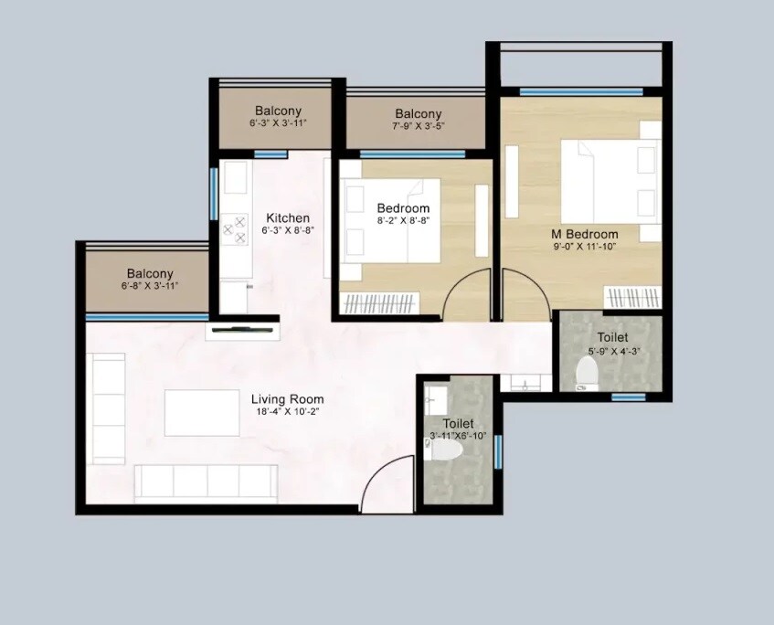 2 BHK 640 Sq. Ft. Apartment