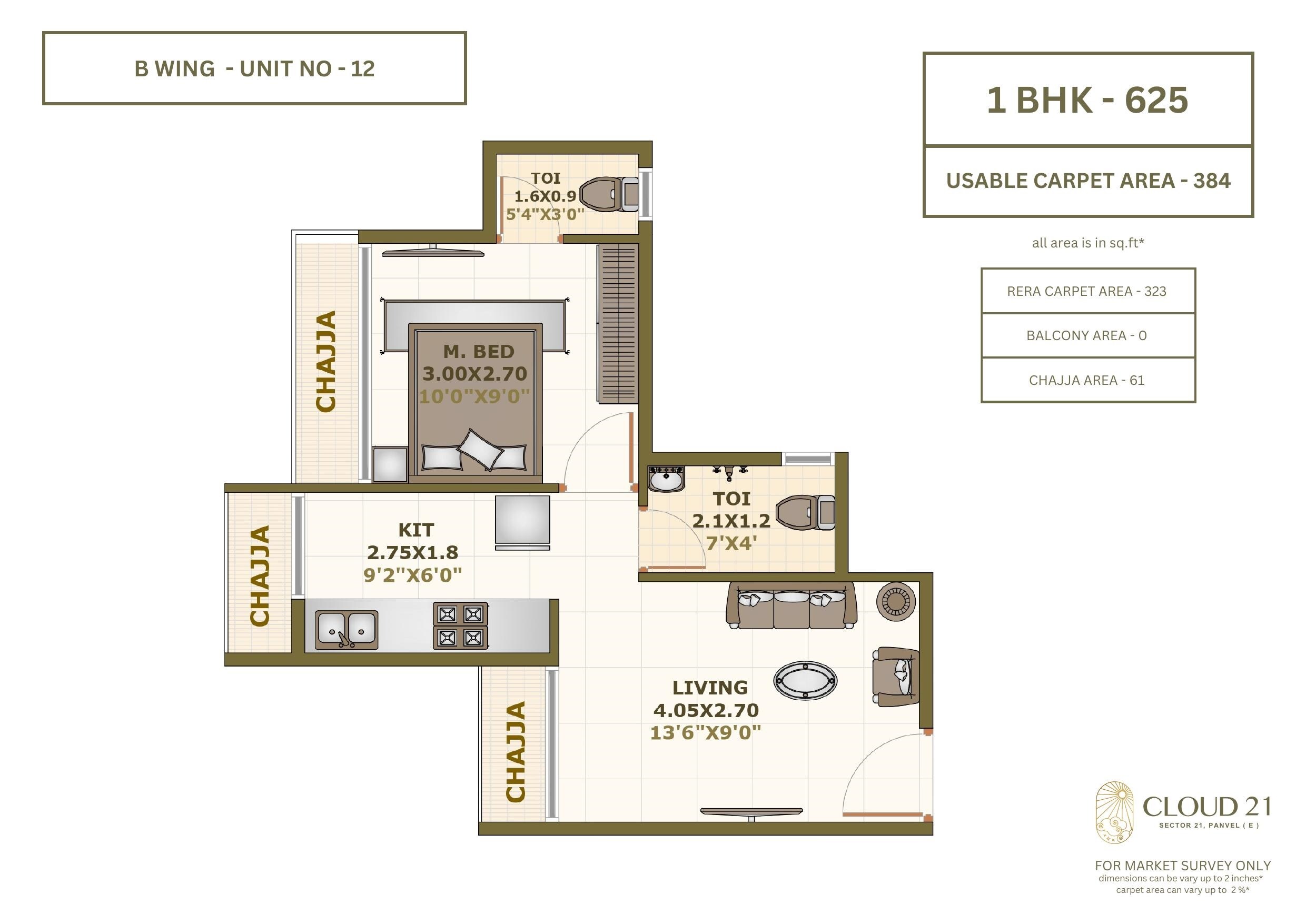 1 BHK 323 Sq. Ft. Apartment