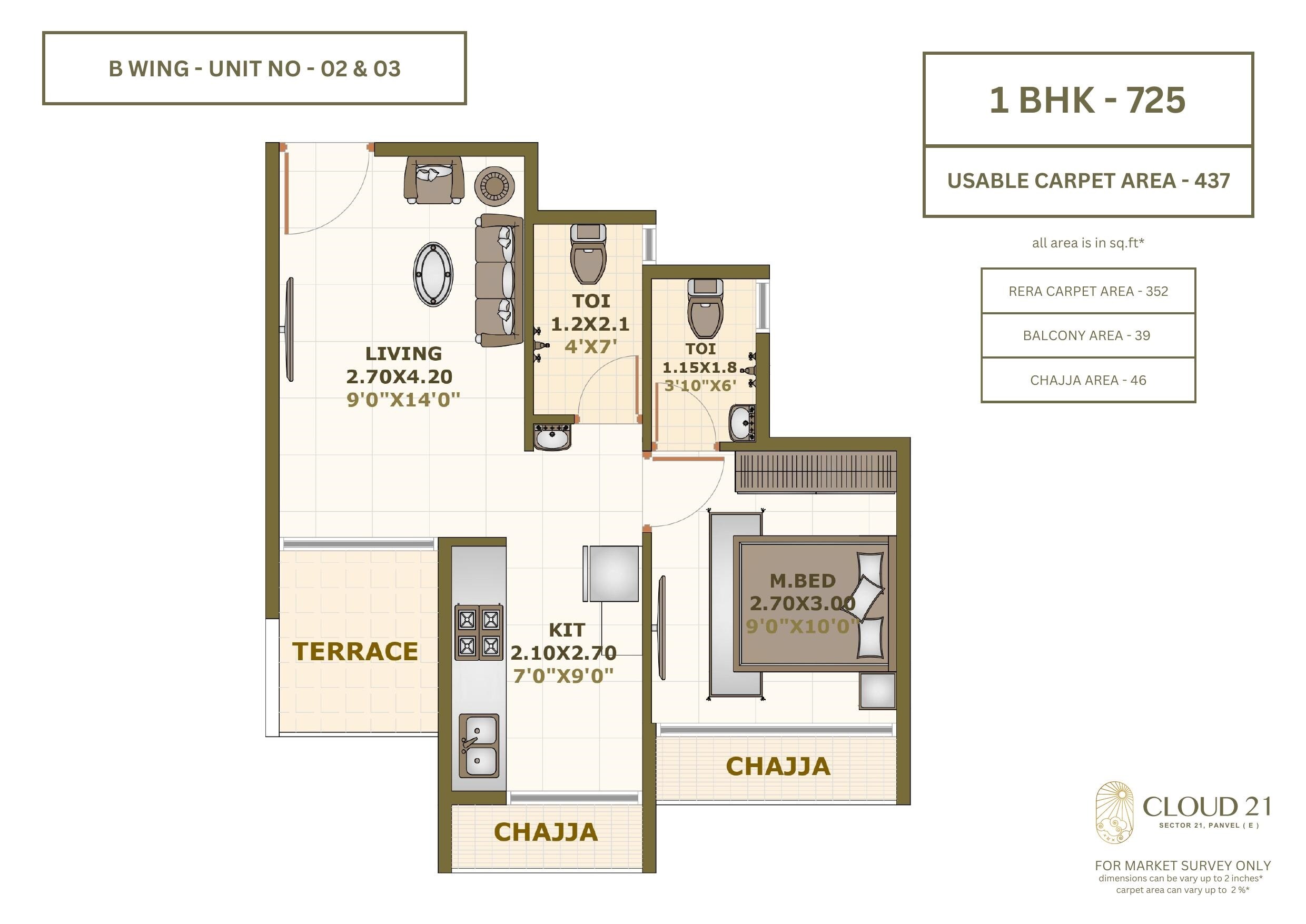 1 BHK 352 Sq. Ft. Apartment