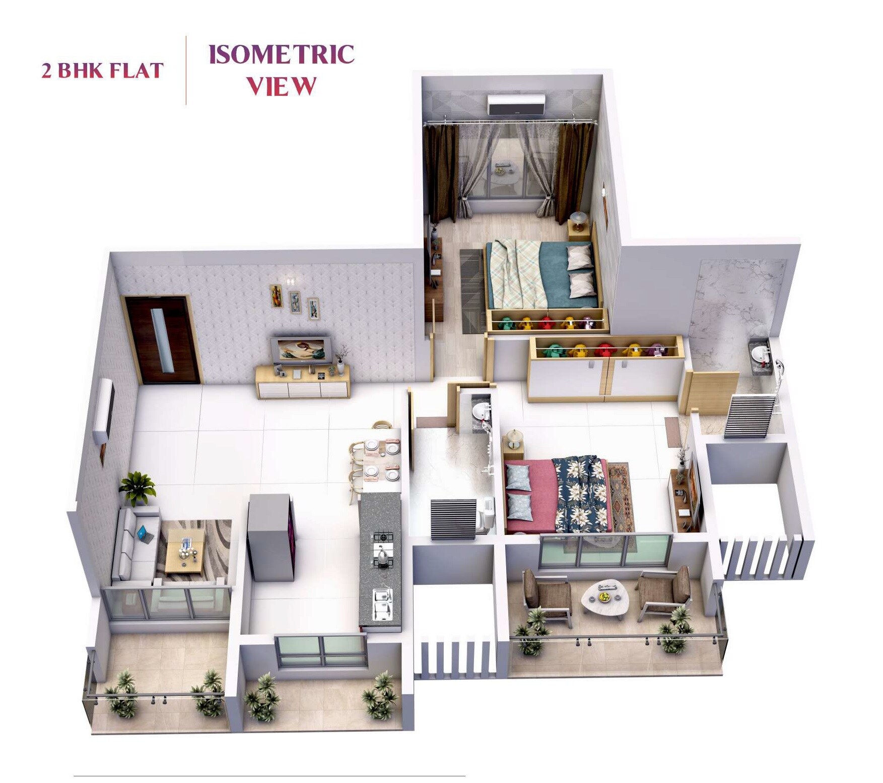 Floor plan of 2 BHK 680 Sq. Ft. Apartment in Krishna Shree Siddhivinayak Paradise, Navi Mumbai
