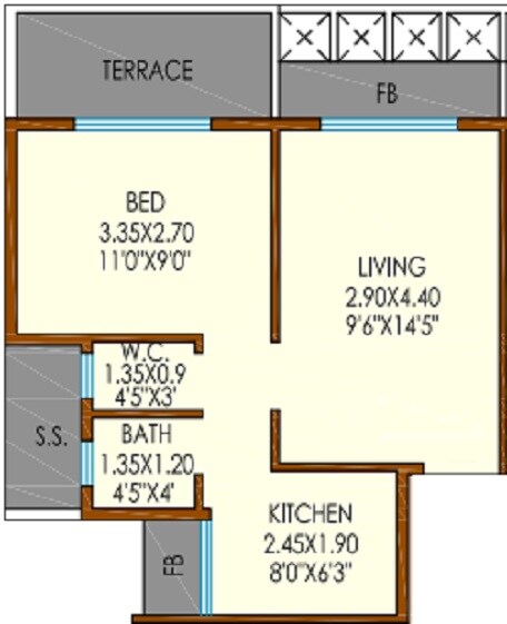 1 BHK 337 Sq. Ft. Apartment