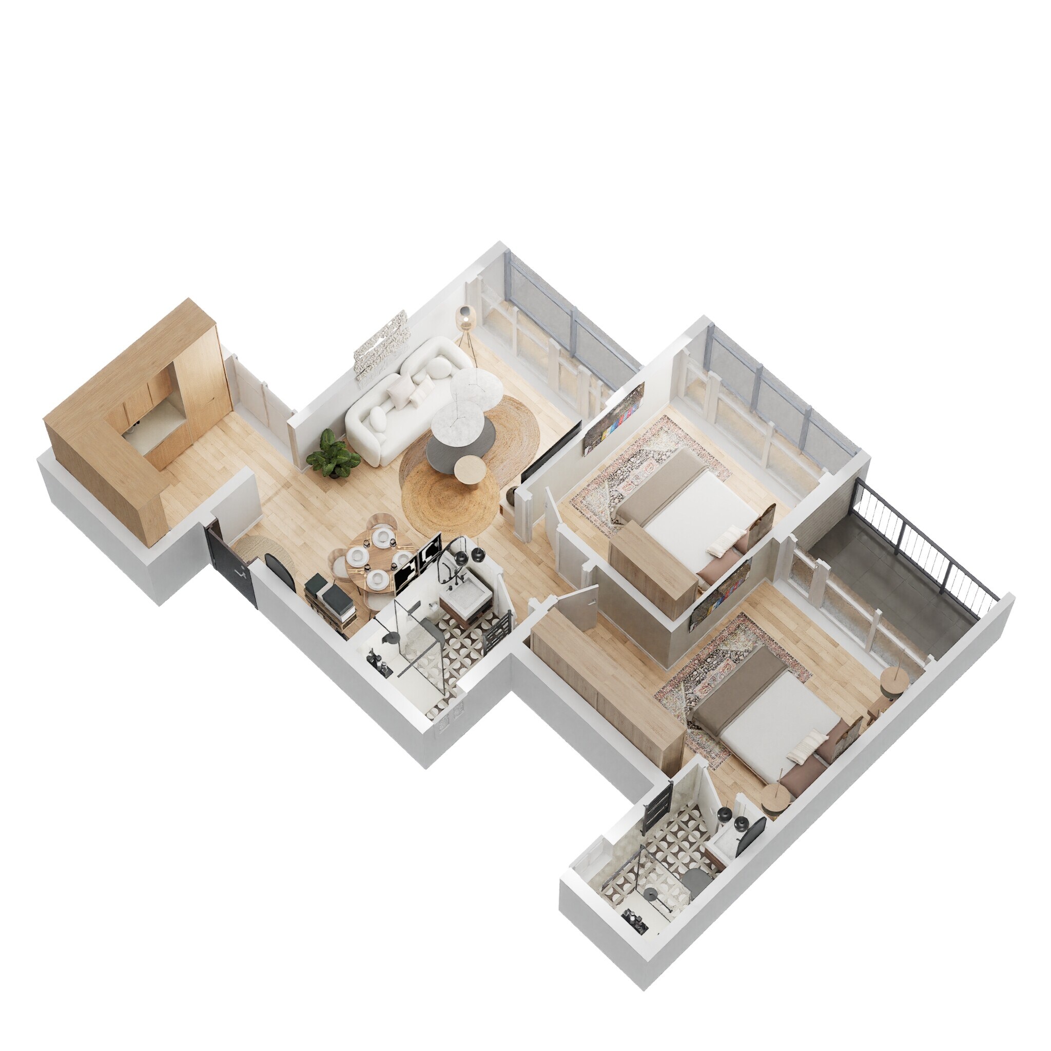 2 BHK 740 Sq. Ft. Apartment