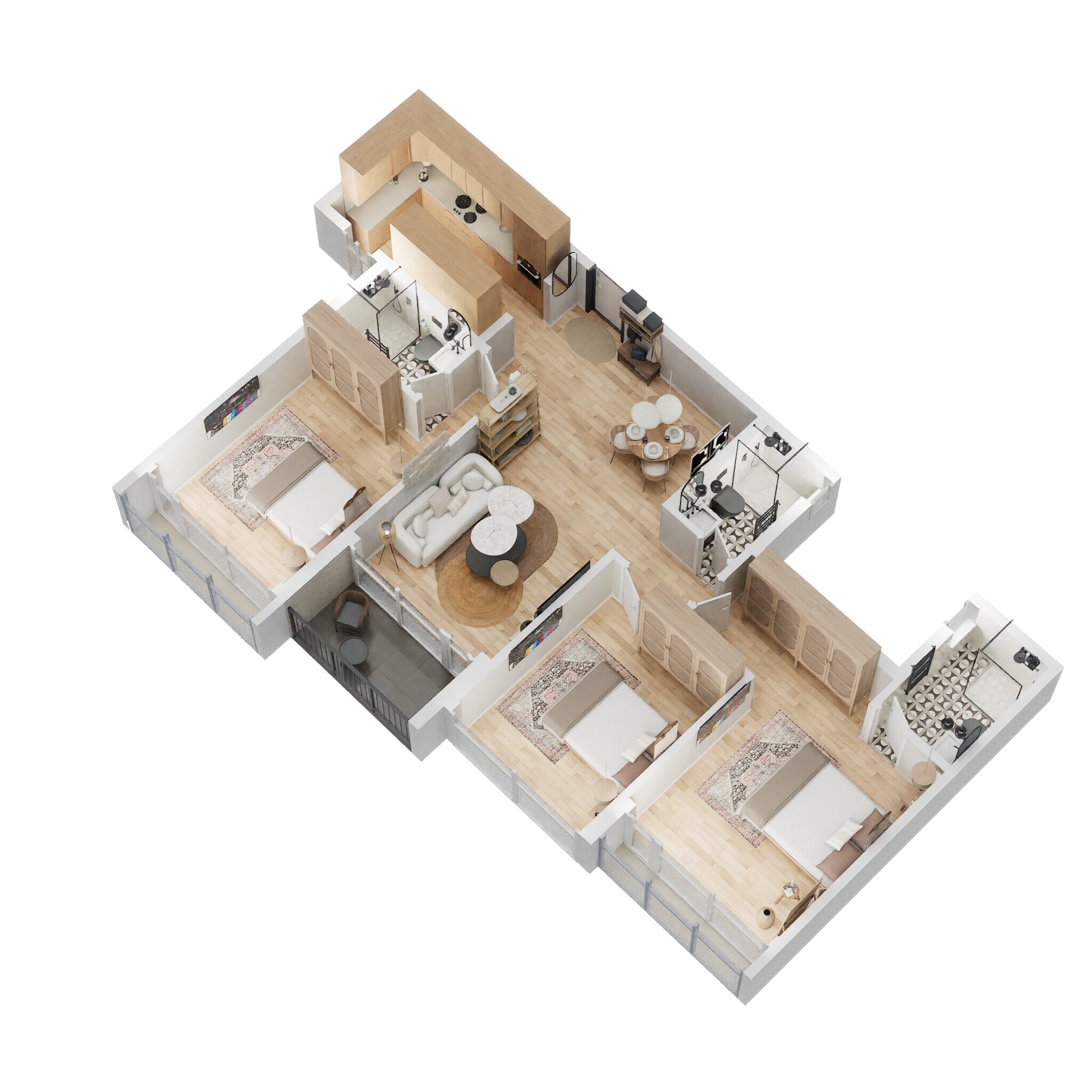 3 BHK 1050 Sq. Ft. Apartment