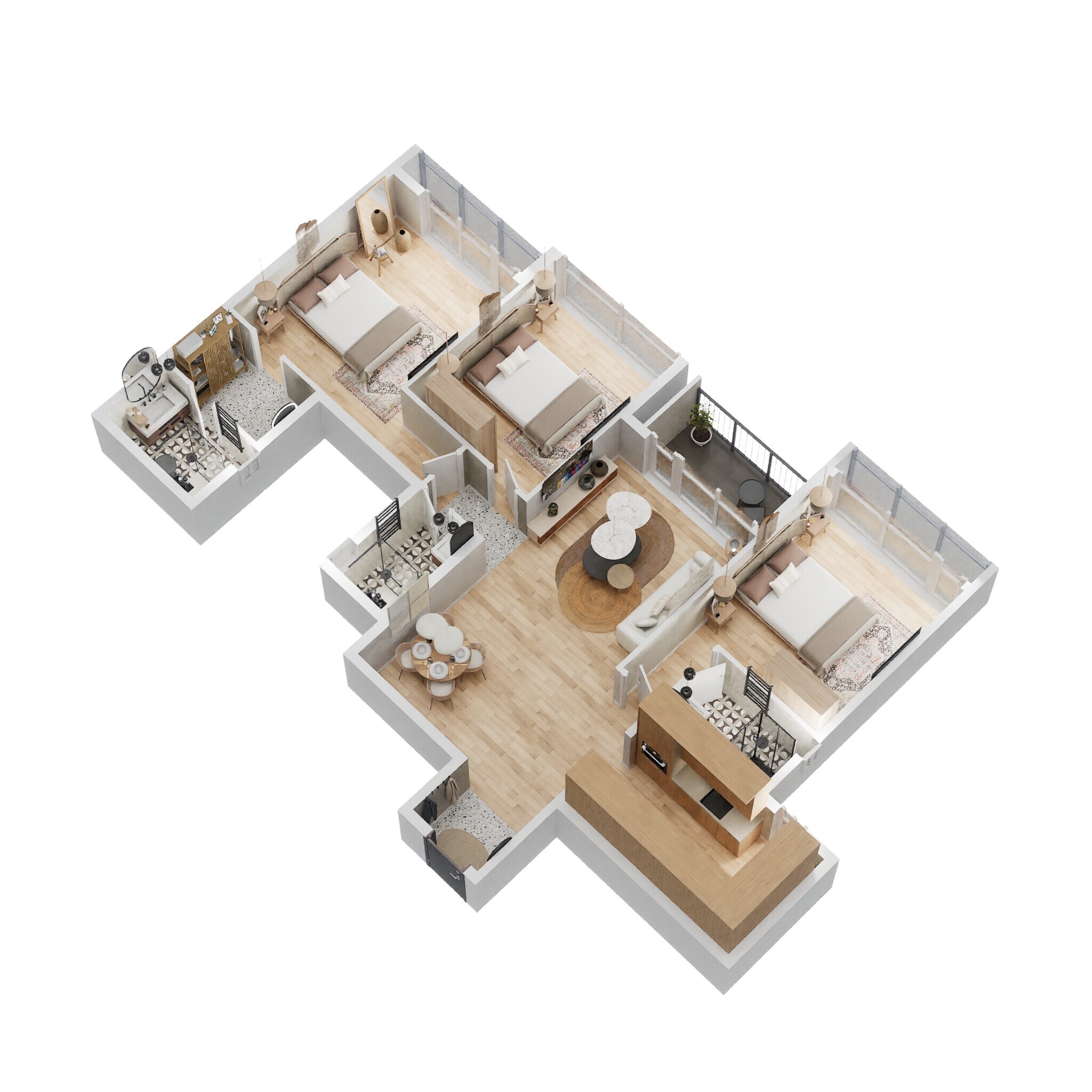 3 BHK 900 Sq. Ft. Apartment