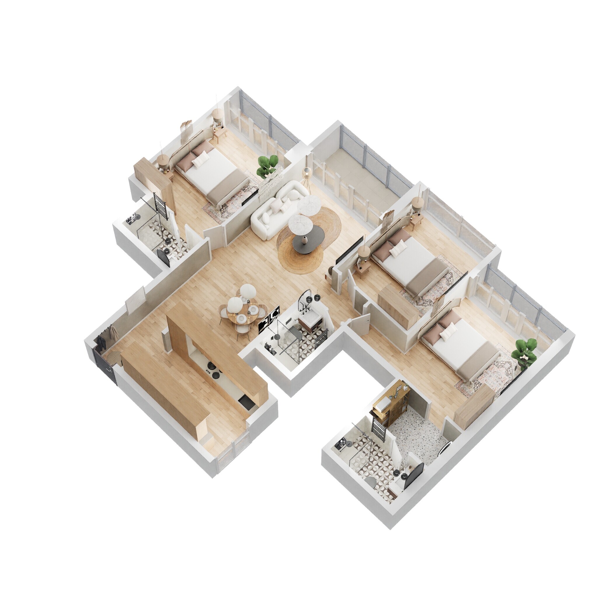 3 BHK 1048 Sq. Ft. Apartment