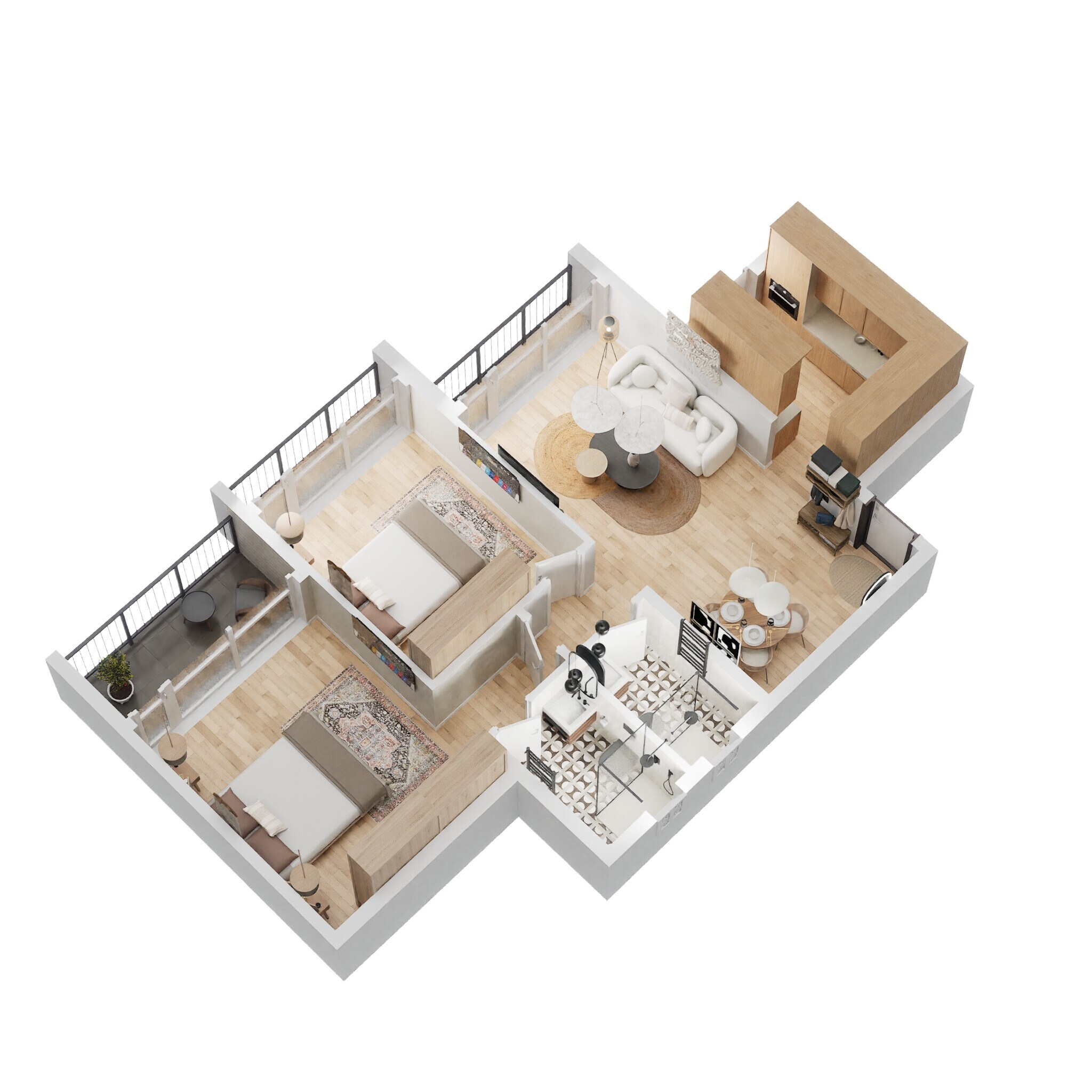 Floor plan of 2 BHK 825 Sq. Ft. Apartment in L & T Seawoods Residences Phase 1 Part A, Navi Mumbai