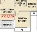 Floor plan of 1 BHK 262 Sq. Ft. Apartment in L K Damayanti Residency, Navi Mumbai