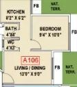 Floor plan of 188 Sq. Ft. Studio in L K Damayanti Residency, Navi Mumbai