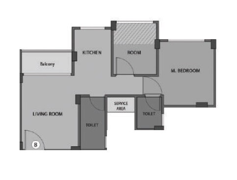 Floor plan of 1 BHK 340 Sq. Ft. Apartment in Labdhi Gardens, Navi Mumbai