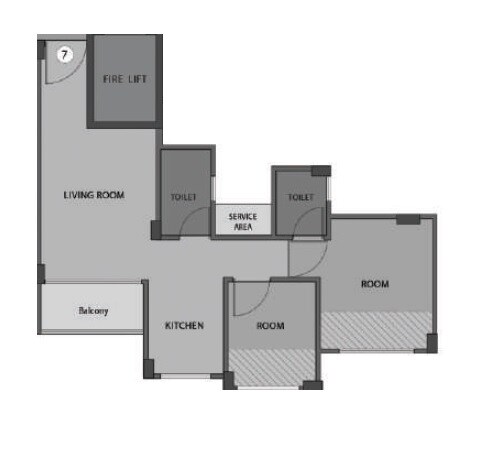 Floor plan of 2 BHK 431 Sq. Ft. Apartment in Labdhi Gardens, Navi Mumbai