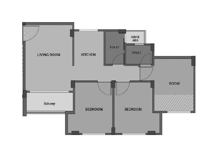 Floor plan of 3 BHK 496 Sq. Ft. Apartment in Labdhi Gardens, Navi Mumbai