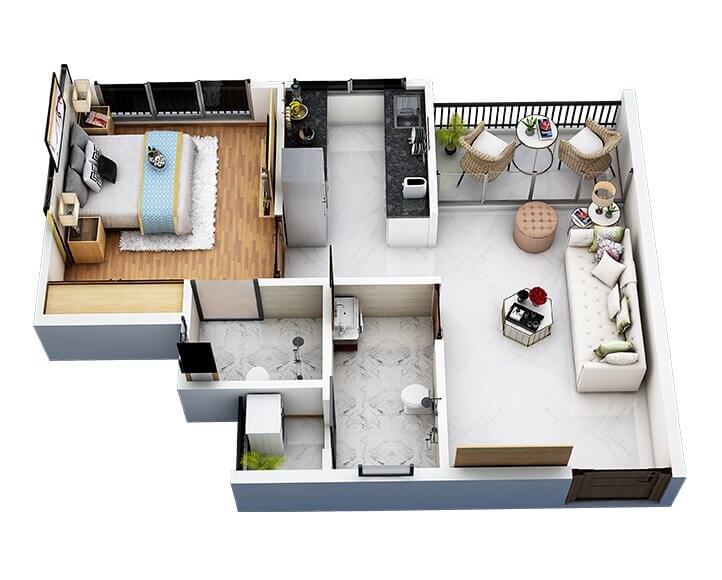 1 BHK 306 Sq. Ft. Apartment