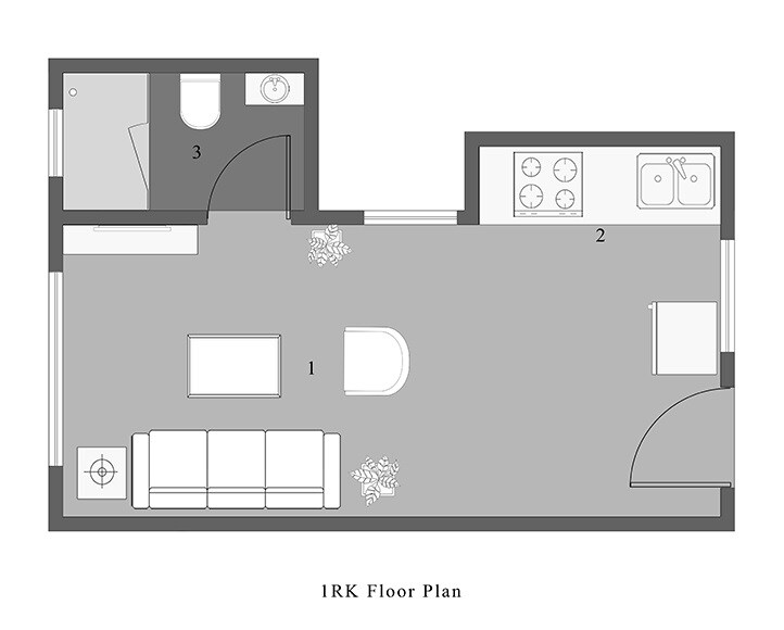 Floor plan of 180 Sq. Ft. Studio in Labdhi Umang, Navi Mumbai
