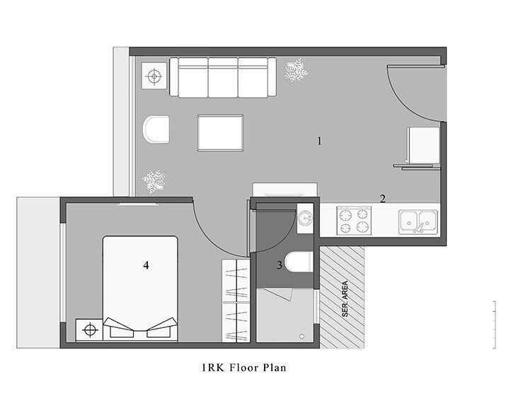 Floor plan of 260 Sq. Ft. Studio in Labdhi Umang, Navi Mumbai