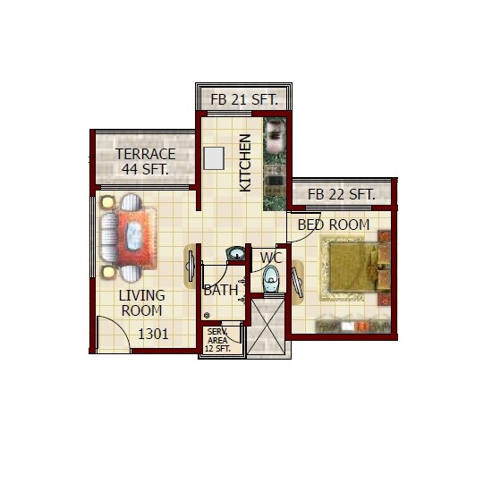 1 BHK 663 Sq. Ft. Apartment
