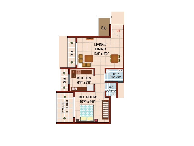 1 BHK 422 Sq. Ft. Apartment
