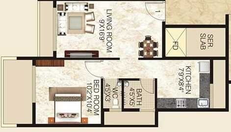 1 BHK 320 Sq. Ft. Apartment